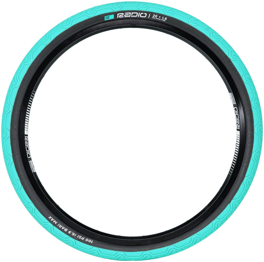 Radio Raceline Oxygen Tire - 20 x 1.6 Clincher Folding Teal/Black 120 TPI