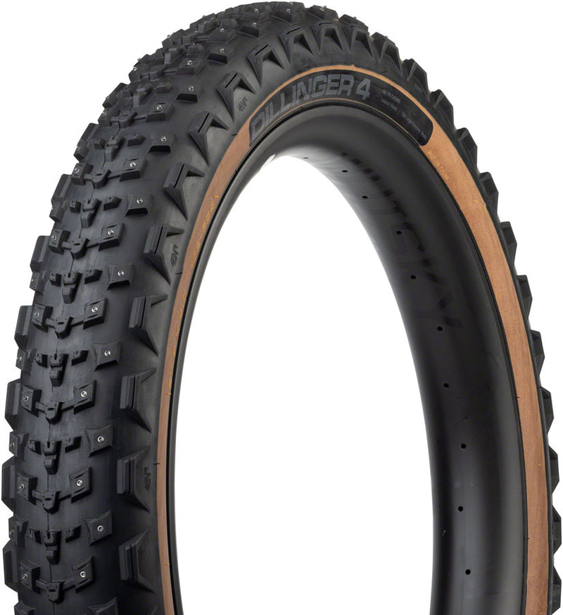 45NRTH Dillinger 4 Tire - 27.5 x 4.0 Tubeless Folding Tan 60 TPI 168 Large Concave Carbide Aluminum Studs