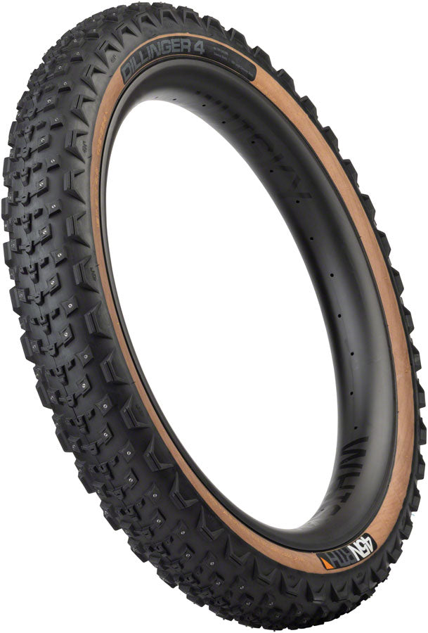 45NRTH Dillinger 4 Tire - 27.5 x 4.0 Tubeless Folding Tan 60 TPI 168 Large Concave Carbide Aluminum Studs