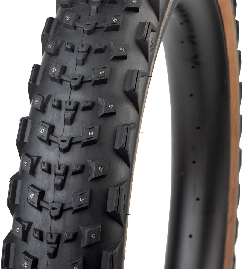 45NRTH Dillinger 4 Tire - 27.5 x 4.0 Tubeless Folding Tan 60 TPI 168 Large Concave Carbide Aluminum Studs