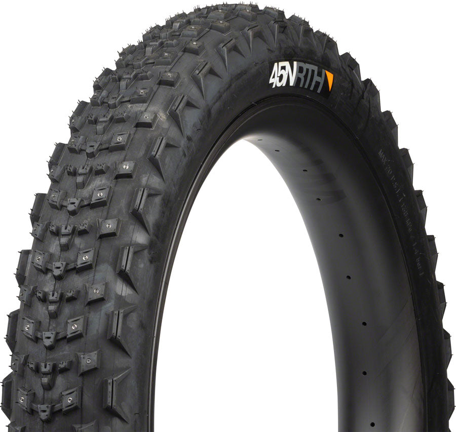 45NRTH Dillinger 4 Tire - 26 x 4.2 Tubeless Folding BLK 120 TPI 168 Large Concave Carbide Aluminum Studs