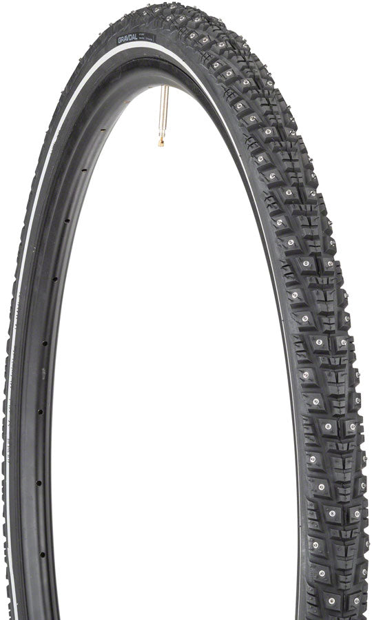 45NRTH Gravdal Tire - 700 x 38 Tubeless Folding BLK 60 TPI 252 Concave Carbide Studs