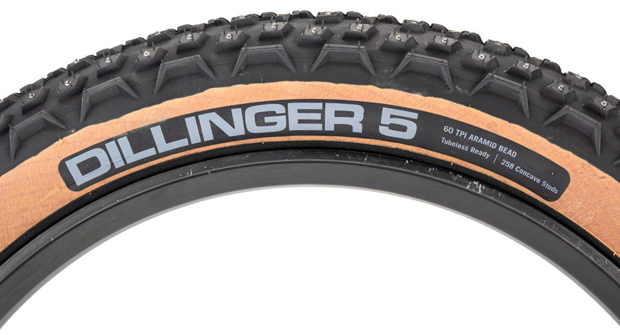 45NRTH Dillinger 5 Tire - 26 x 4.6 Tubeless Folding Tan 60 TPI 258 Concave Carbide Aluminum Studs