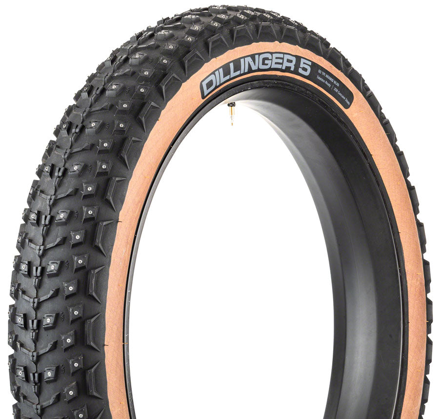 45NRTH Dillinger 5 Tire - 26 x 4.6 Tubeless Folding Tan 60 TPI 258 Concave Carbide Aluminum Studs