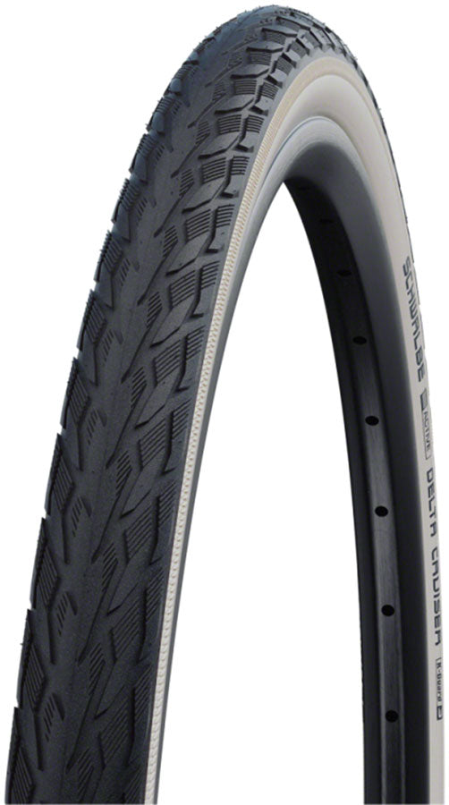 Schwalbe Delta Cruiser Plus Tire - 26 x 1-3/8 Clincher Wire BLK/Reflective Active Line PunctureGuard Green Compound E-25