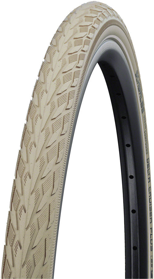 Schwalbe Delta Cruiser Plus Tire - 700 x 35 Clincher Wire Creme/Reflective Active Line PunctureGuard SBC