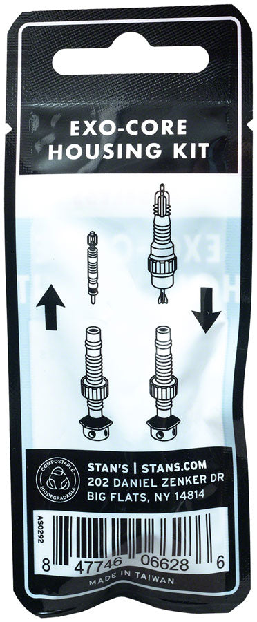 Stans Tubeless Exo-Core Valve Stem Housing Kit - Alloy BLK Fits Universal+ Valves Pair