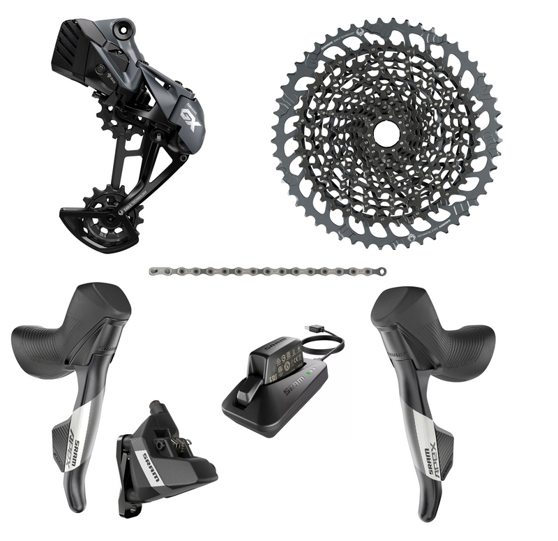 SRAM APEX GX AXS Mullet Groupset - APEX eTap HRD Shifters, GX AXS Rear Derailleur, Battery/Charger, Chain & Cassette