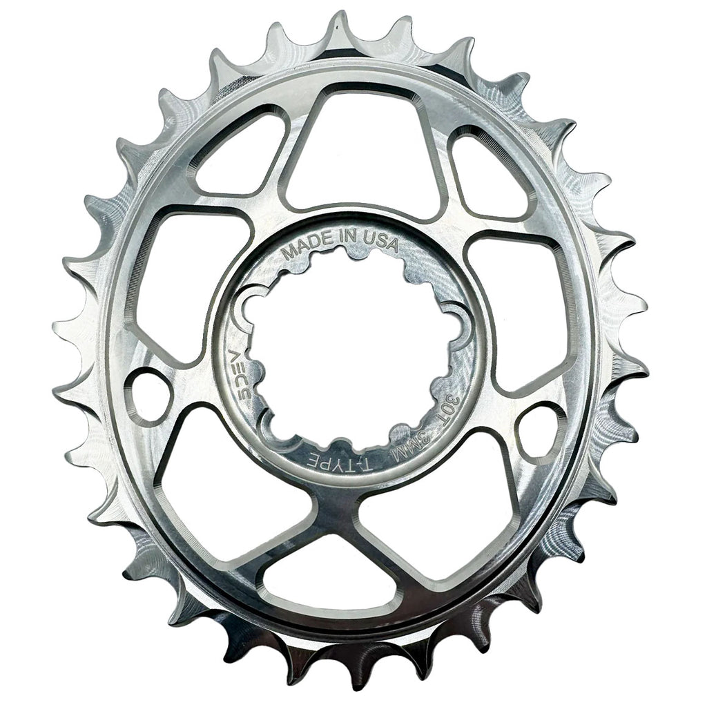 5Dev T-Type Oval 3-Bolt Chainring 3mm Offset 30T - Silver