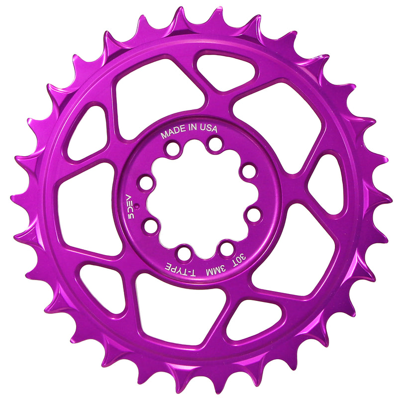 5Dev T-Type 8-Bolt Chainring 3mm Offset 30T - Purple