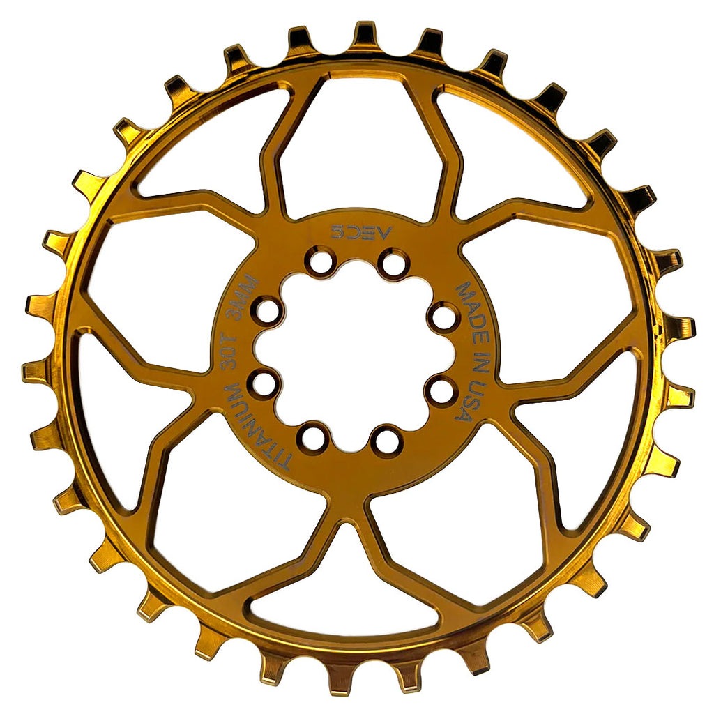 5Dev Titanium 8-Bolt Chainring 3mm Offset 30T - Bronze