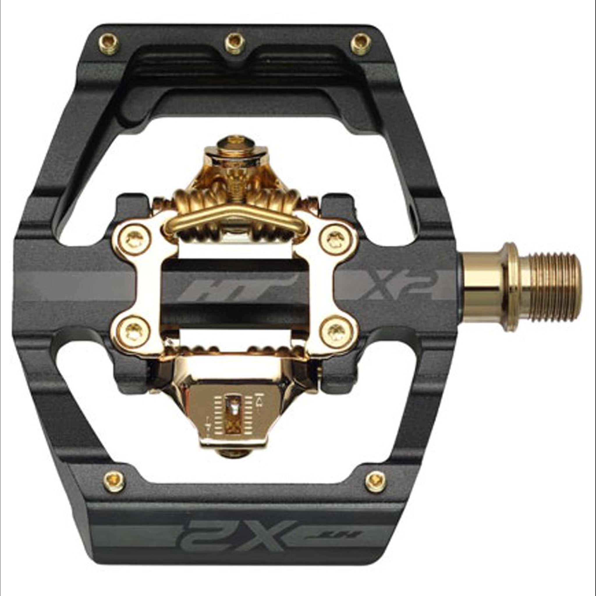 HT Pedals X2-SX Olympic Clipless Platform Pedals CrMo Blk/Gold