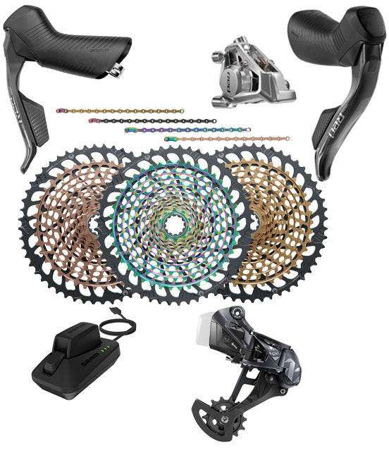 SRAM RED E1 XX1 AXS Mullet Groupset - Red eTap HRD E1 Shifters, XX1 AXS Rear Derailleur, Battery/Charger, Chain & Cassette