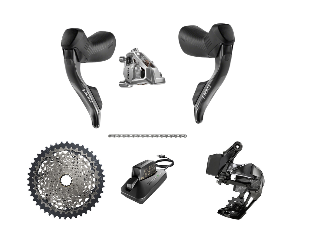 SRAM Red XPLR eTap HRD AXS Groupset - Red HRD Shifters E1, Rear Derailleur D1, Battery/Charger, Chain & Cassette