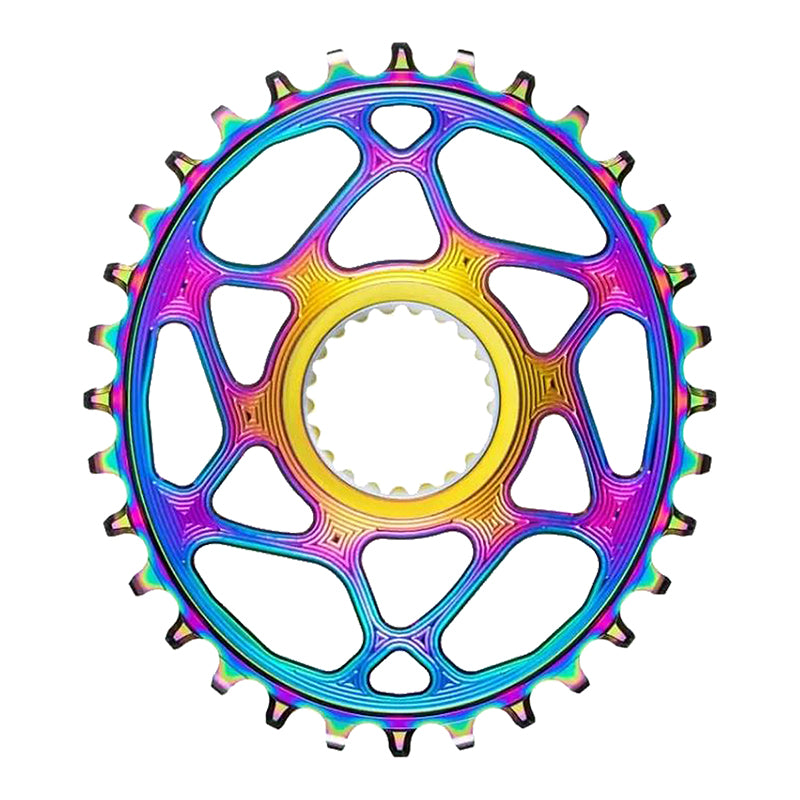 absoluteBLACK Oval Direct Mount Chainring - 32t, Shimano Direct Mount, 3mm Offset, Requires Hyperglide+ Chain, PVD Rainbow