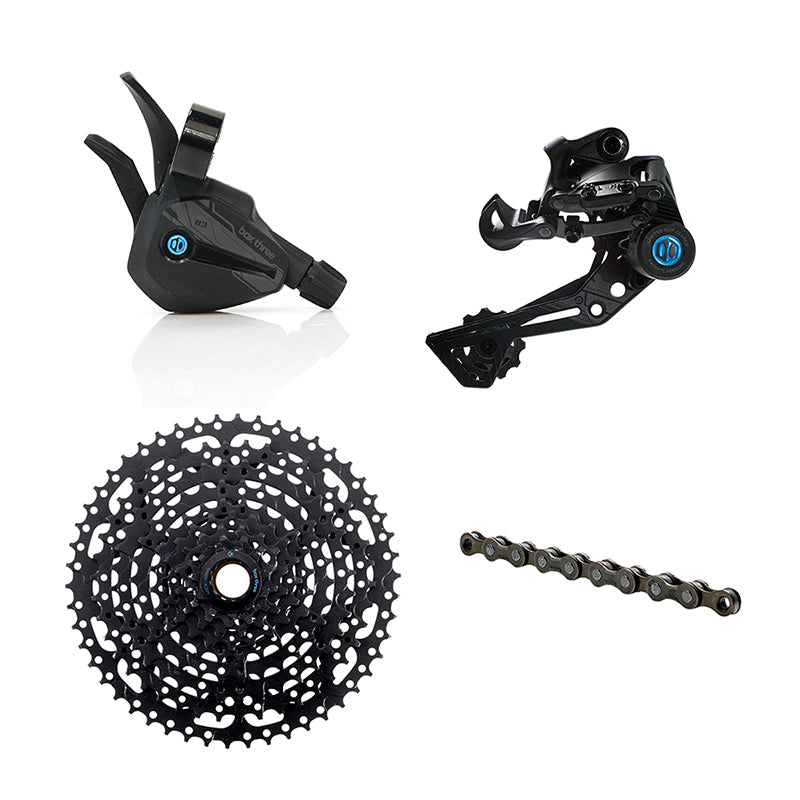 BOX Three Prime 9 Wide Multi Shift Groupset - Wide Rear Derailleur, 11-46t Cassette, Multi Shift Shifter, Prime 9 Chain