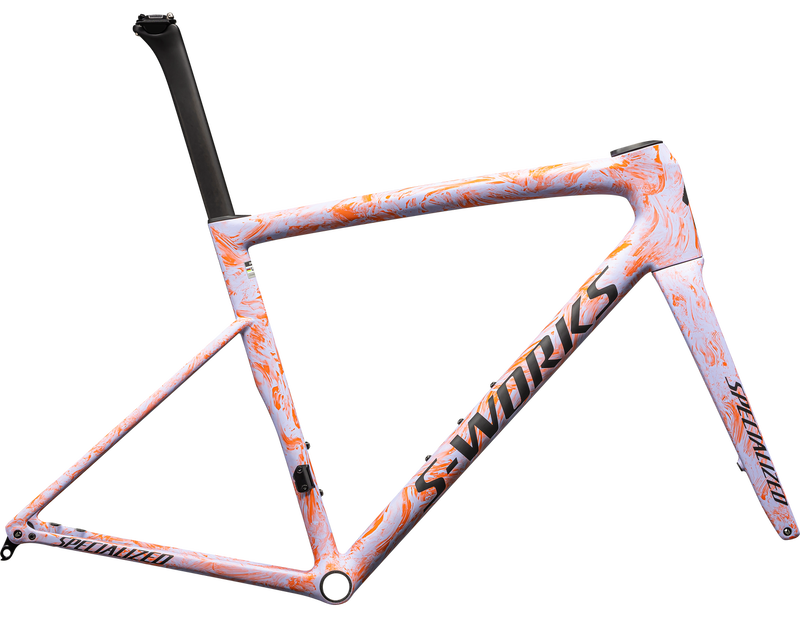 2024 Specialized S-Works Tarmac SL8 Frameset - 56cm, SATIN POWDER INDIGO / AMBER GLOW STRATA / OBSIDIAN