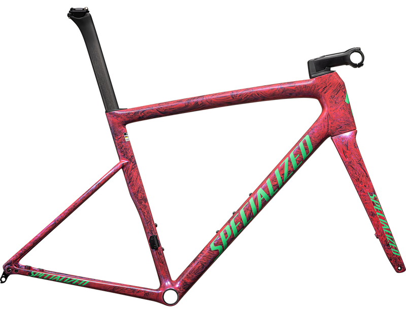 2024 Specialized Tarmac SL8 Frameset - 56cm, GLOSS CARBON / METALLIC VIVID PINK STRATA / ELECTRIC GREEN