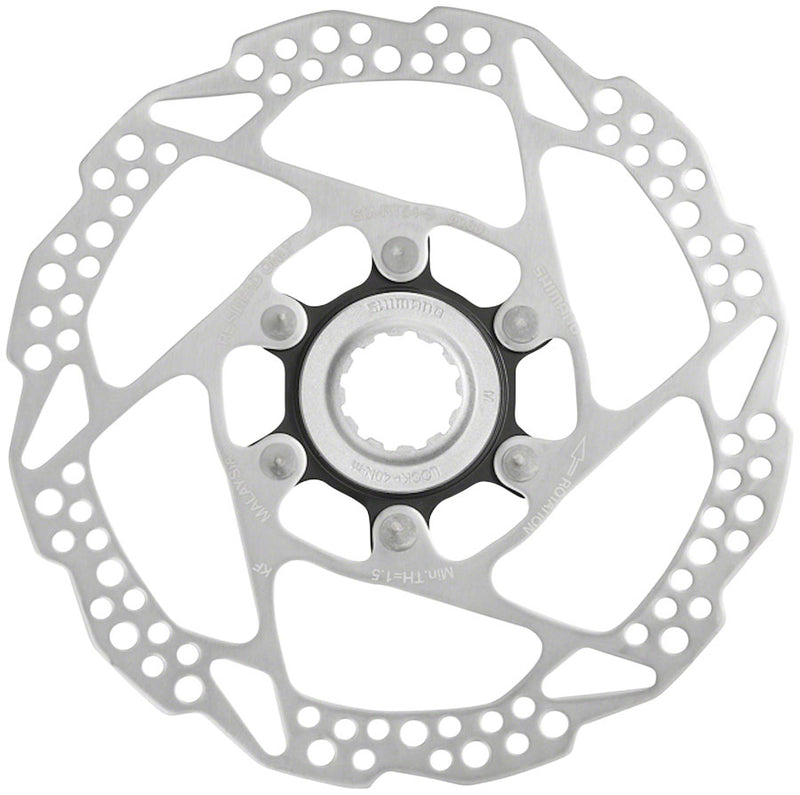 Shimano Deore SM-RT54-S Disc Brake Rotor - 160mm Center Lock For Resin Pads Only External Lockring Silver