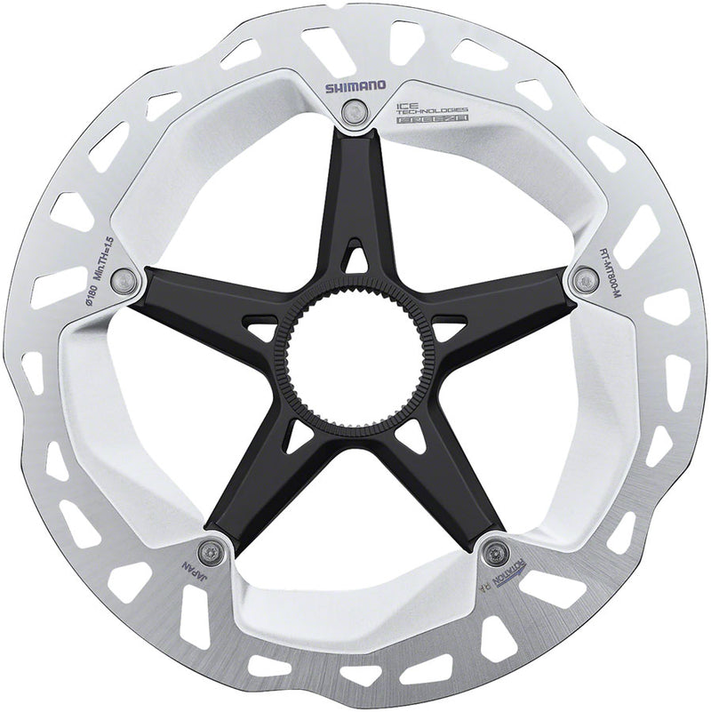 Shimano Deore XT RT-MT800-M Disc Brake Rotor with External Lockring - 180mm, Center Lock, Silver/Black