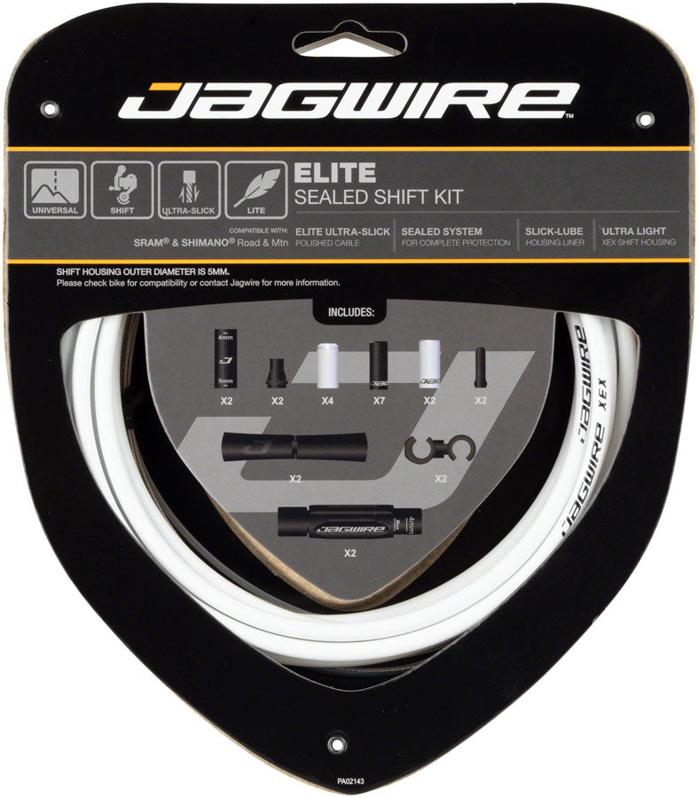 Jagwire Elite Sealed Shift Cable Kit - SRAM/Shimano, Ultra-Slick Uncoated Cables, White