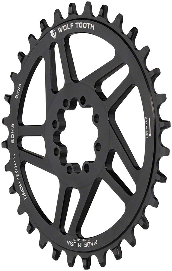 Wolf Tooth 36T Transmission T-Type Chainring 3mm Offset 8-Bolt Drop-Stop B