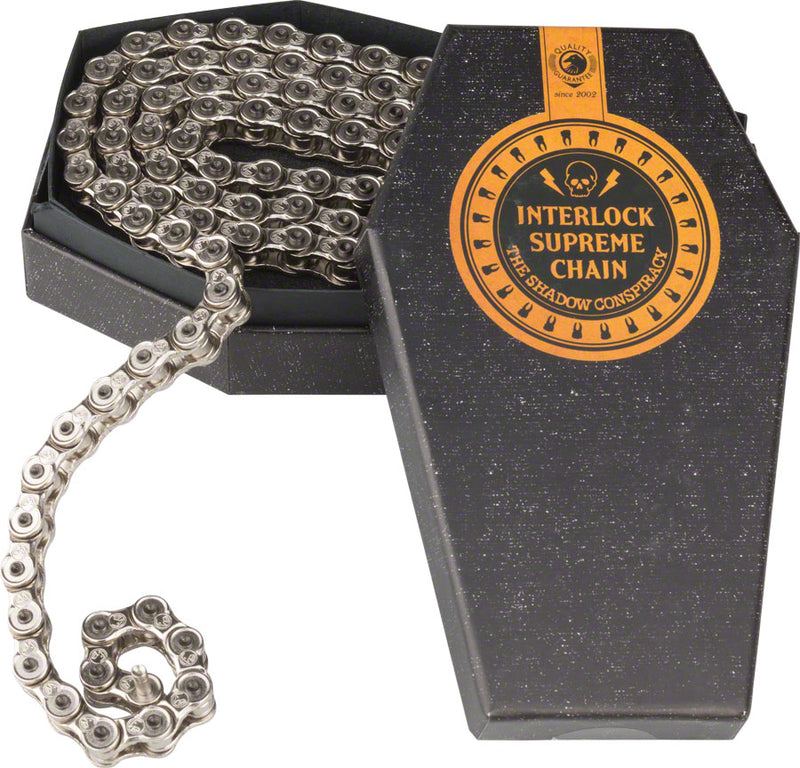 The Shadow Conspiracy Interlock Supreme Chain - Single Speed 1/2" x 1/8", 98 Links, Half Link Chain, Silver