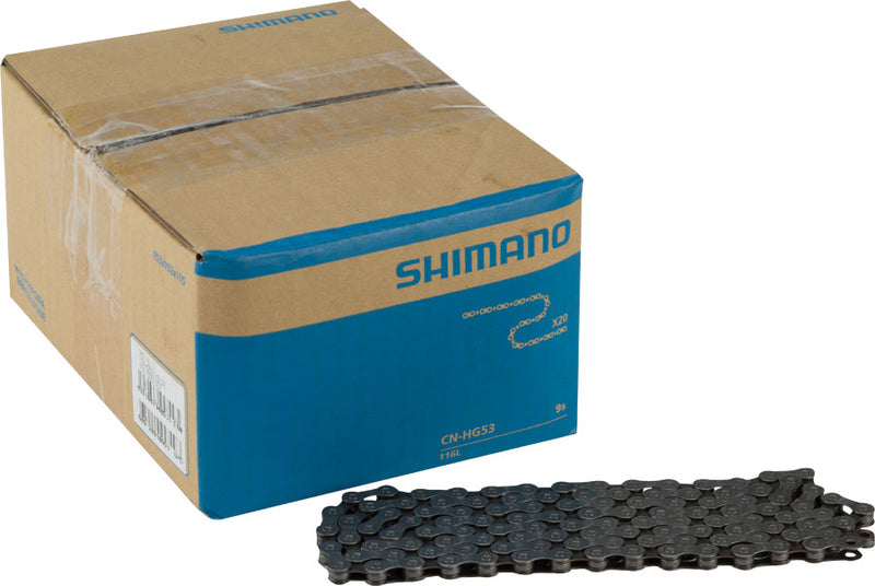 Shimano CN-HG53 Chain - 9-Speed 116 Links Gray Box of 20