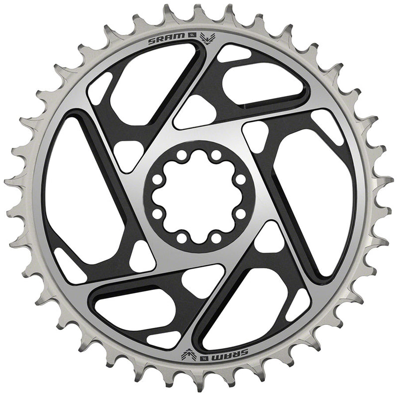 SRAM XX SL Eagle T-Type Direct Mount Chainring - 38t 12-Speed 8-Bolt Direct Mount 3mm Offset Aluminum BLK/Silver D1