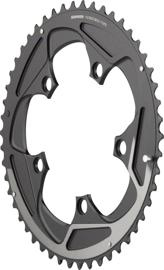 SRAM 50 Teeth 110mm BCD 11-Speed Yaw Chainring BLK Silver Trim Use 34T