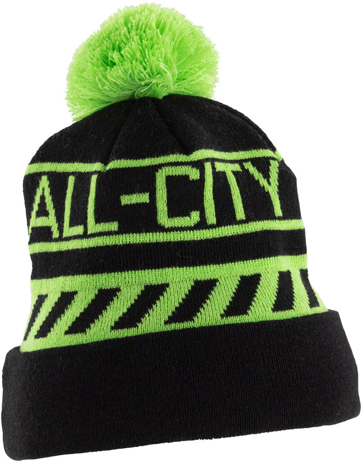 All-City Sleddin' Hat: Black/Lime Green, One Size