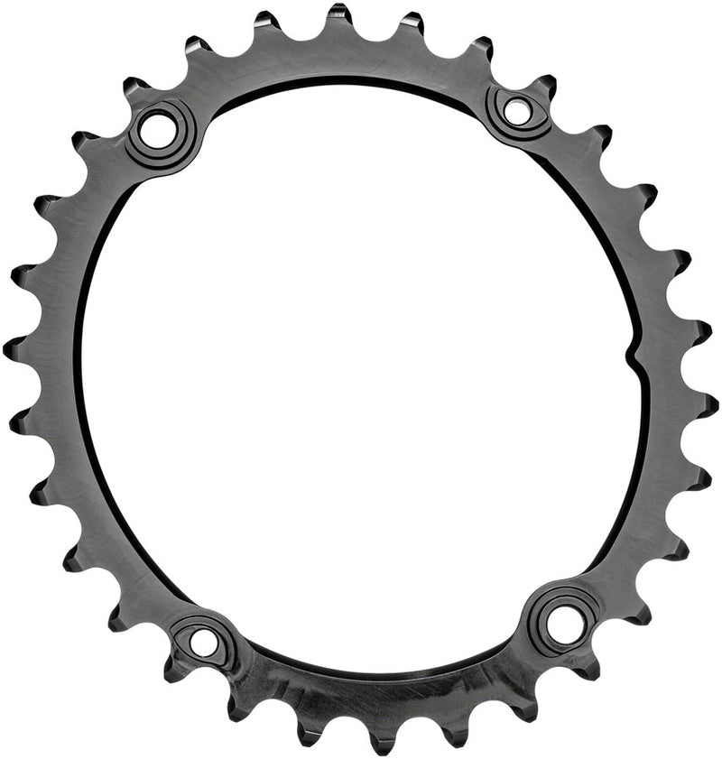 absoluteBLACK Premium Sub-Compact Oval 110 BCD Road Inner Chainring - 30t, 110 Shimano Asymmetric BCD, 4-Bolt, Black