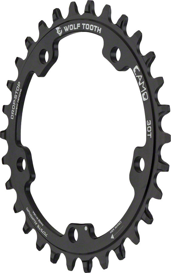 Wolf Tooth CAMO Aluminum Chainring - 30t, Wolf Tooth CAMO Mount, Drop-Stop A, Black