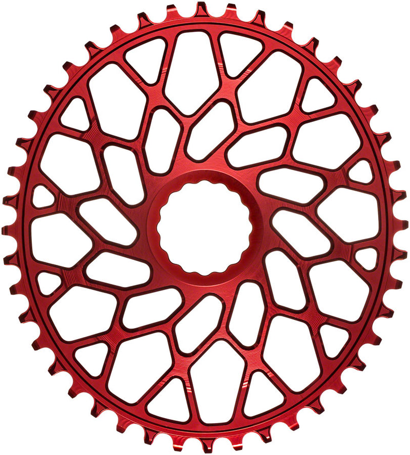 absoluteBLACK Oval Narrow-Wide Direct Mount Chainring - 42t, CINCH Direct Mount, 3mm Offset, Red