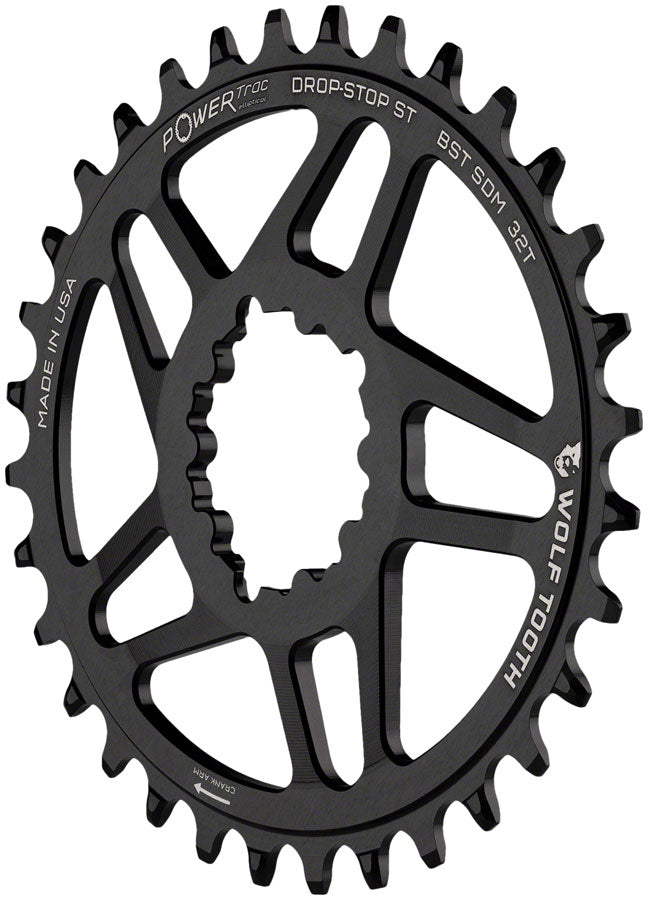 Wolf Tooth Direct Mount Chainring - 34t, SRAM Direct Mount, For SRAM 3-Bolt Boost, Requires 12-Speed Hyperglide+ Chain, Black