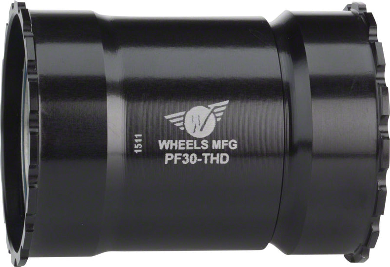 Wheels Manufacturing PressFit 30 Bottom Bracket with ABEC-3 Bearings: Threaded, Black