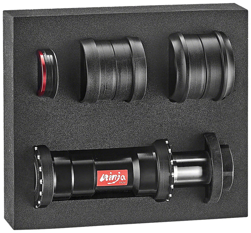 Token Ninja TF24 3-N-1 Double-Thread Bottom Bracket Package - BB86/89.5/BB92/PF30/BB30, Shimano HollowTech II, Black