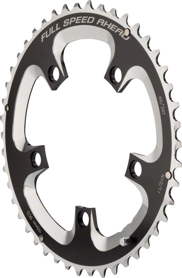 Full Speed Ahead Super Road Chainring - 50t, 110 BCD, 5-Bolt, Aluminum, N11, Black/Silver