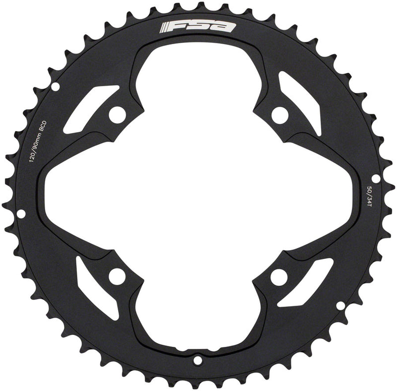 Full Speed Ahead Omega/Vero Pro Road Double Chainring - 50t, 120 BCD, Aluminum, N-11, Black