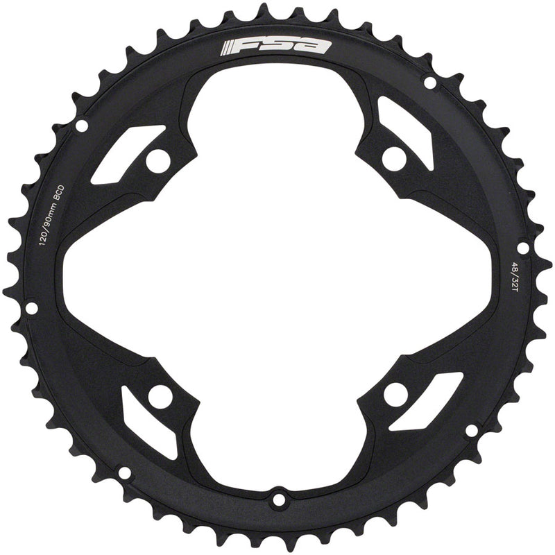 Full Speed Ahead Omega/Vero Pro Road Double Chainring - 48t, 120 BCD, Aluminum, N-11, Black