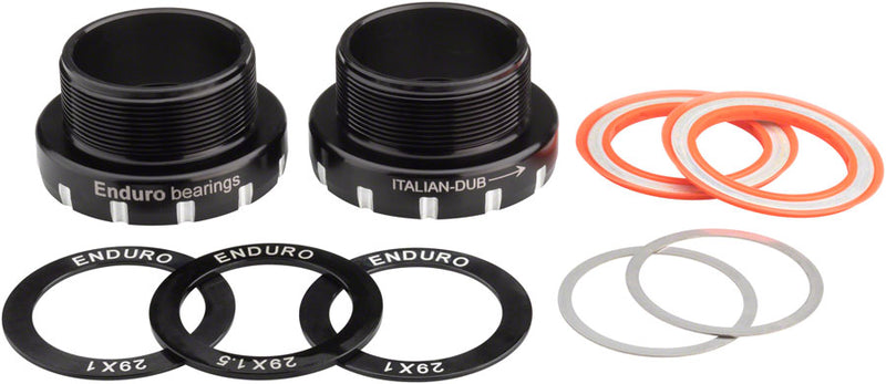 Enduro Italian Bottom Bracket for DUB Spindles, Stainless Steel Angular Contact Bearings Black