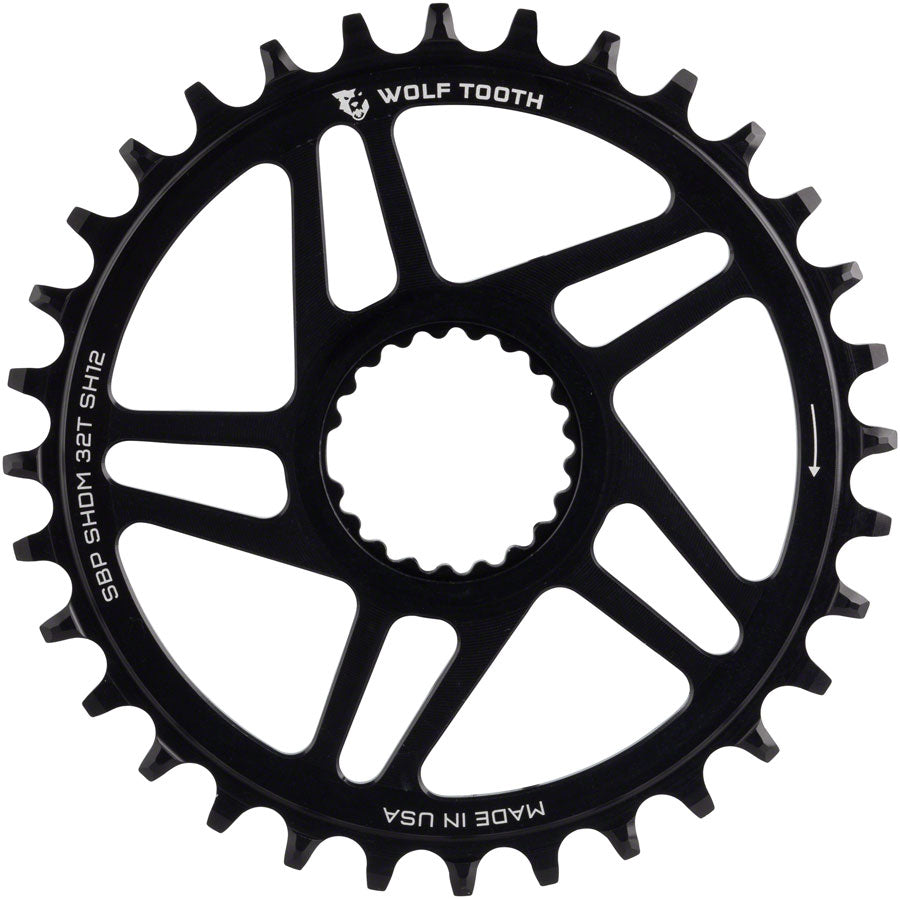 Wolf Tooth Direct Mount Chainring - 32t, Shimano Direct Mount, For Super Boost+ Cranks, Requires 12-Speed Hyperglide+ Chain, Black