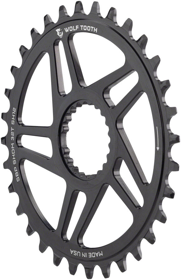 Wolf Tooth Direct Mount Chainring - 32t, Shimano Direct Mount, For Super Boost+ Cranks, Requires 12-Speed Hyperglide+ Chain, Black