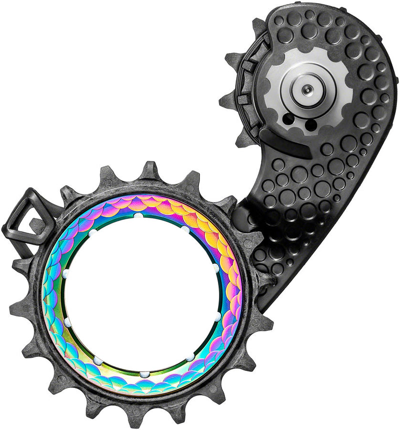 absoluteBLACK HOLLOWcage Oversized Derailleur Pulley Cage - For Shimano Dura-Ace 9250 , Full Ceramic Bearings, Carbon Cage, PVD Rainbow