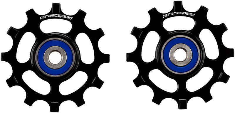 CeramicSpeed Pulley Wheels for Shimano 11-Speed - 12 Tooth Narrow Wide, Coated Races, Alloy, Black