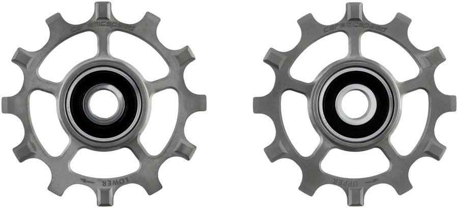 CeramicSpeed Pulley Wheels for SRAM AXS Road 12-Speed - 12 Tooth, Coated Races, Titanium, Raw