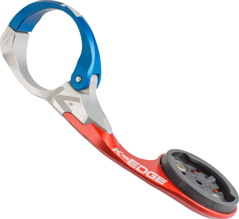 K-EDGE Garmin Race Handlebar Mount: 31.8mm, Blue/Red/Silver