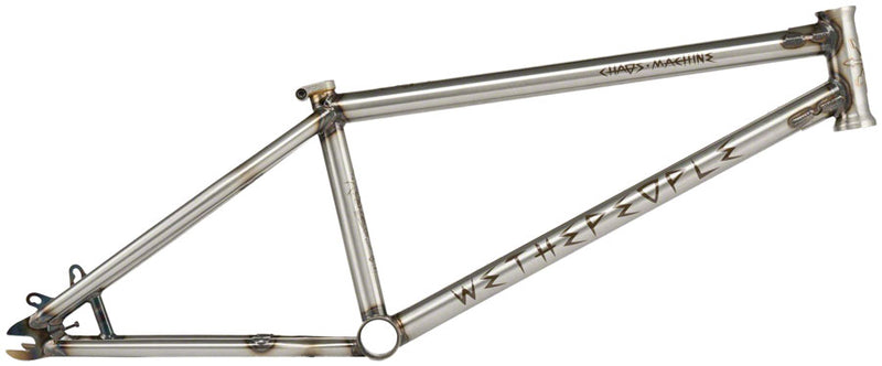 We The People Chaos Machine BMX Frame - 21.35" TT, Glossy Raw