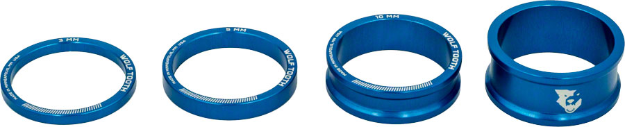 Wolf Tooth Headset Spacer Kit 3, 5, 10, 15mm, Blue