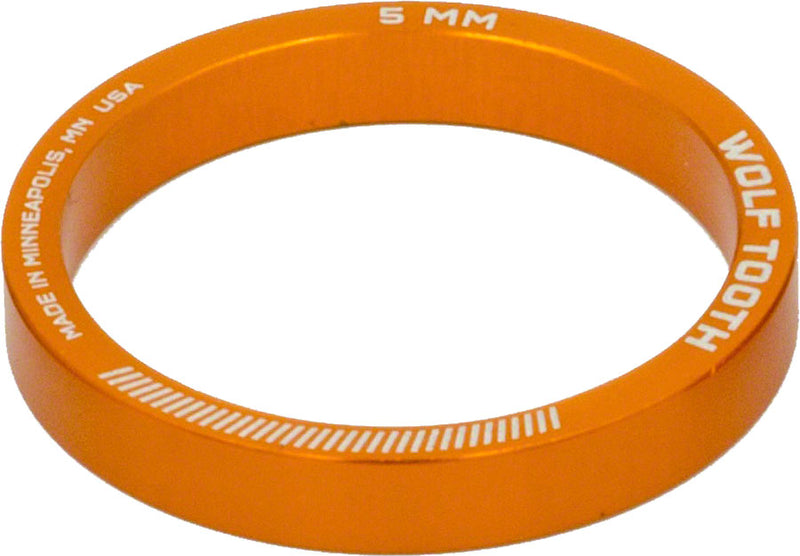 Wolf Tooth Headset Spacer 5 Pack, 5mm, Orange